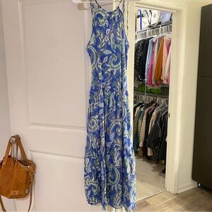 Zara Blue and Green Paisley Maxi Dress